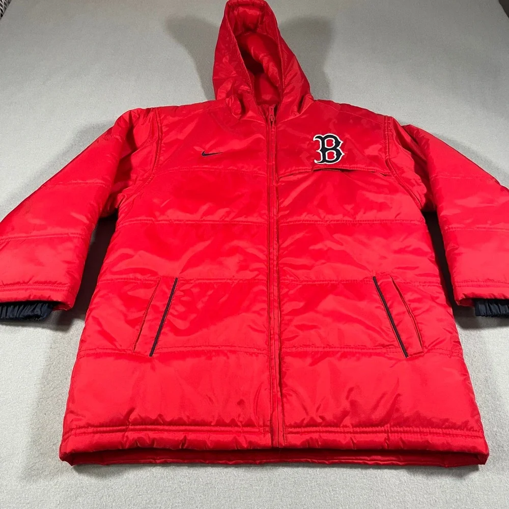 Kids Red Nike Boston Red Sox Puffer Jacket Size‎ S Hooded